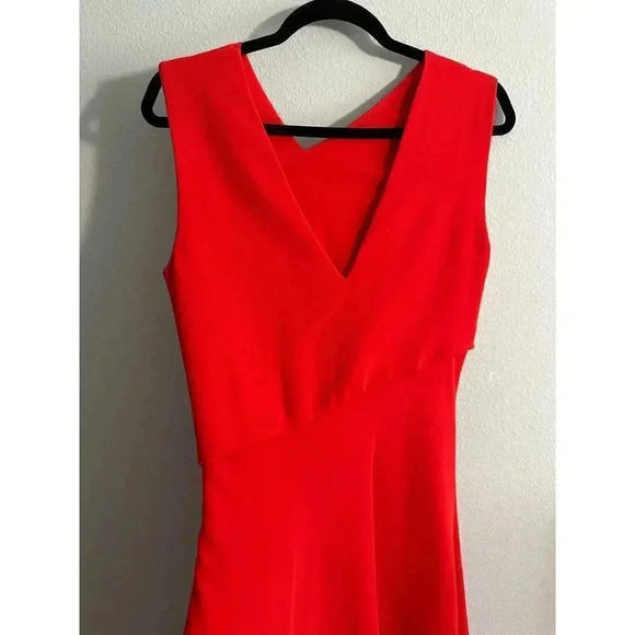Iris & Ink Asymmetrical Waistline Reddish Orange Dress 14 - Picture 3 of 12